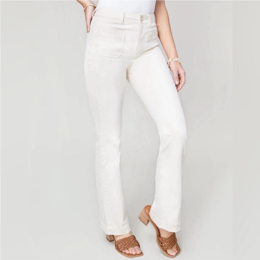 Spartina 449 front pockets white denim pants jeans flare bootcut 4